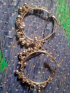 Silver Tone Dangle Hoop Earrings