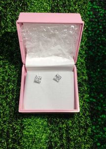 Pure Silver Stud Earrings - Princess Cut