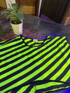 Striped Black and Neon Yellow Top