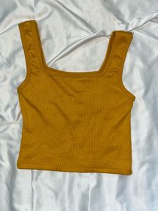 Golden Yellow Square Neck Tank Top
