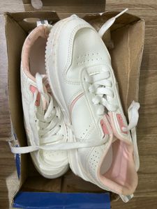 Max White &amp; Pink Accent Sneakers