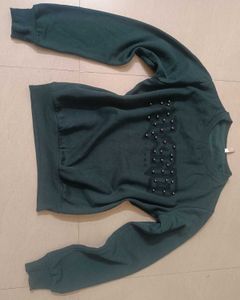 Emerald Green Embellished Sweatshirt