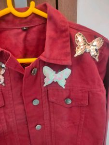 Denim Jacket With Butterfly Design