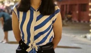 Striped Tie-Front Top