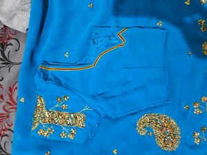 Elegant Blue Embellished Saree