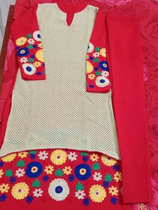 Elegant woollen Embroidered Kurta Set