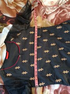 Black &amp; Gold Embroidered Kurti