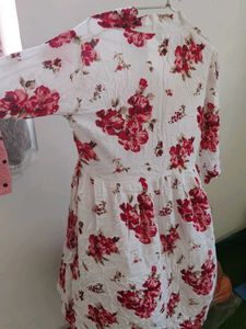 Elegant White Floral Cotton Dress