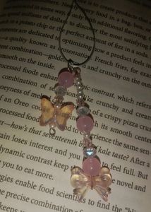 Pink Bow And Butterfly Beads Phone Charm