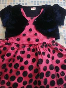 A Beautiful Rosy Red Polka Dots Frock