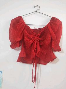 Red Bohemian Crop Top