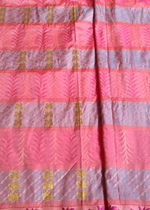 Pink Floral Saree with Gold Border