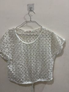 White Lace Crochet Crop Top