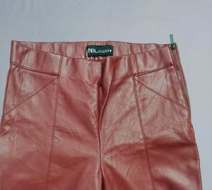 Burgundy Faux Leather Skinny Leggings Size 28-30