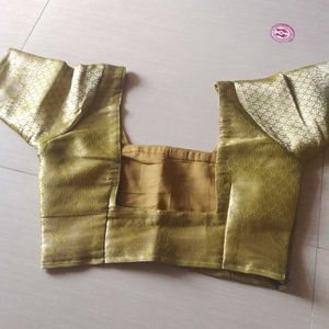 Green &amp; Gold Sari Blouse
