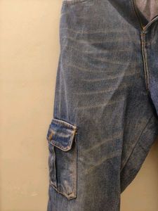Blue Denim Cargo Joggers