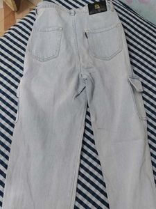washed blue cargo jeans