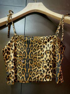 Leopard Print Crop Top (Adjustable Straps)