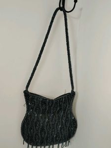 Black Beaded Shoulder Bag