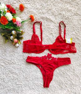 Red Floral Lingerie Set