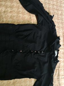Black Ruffle Detail Top