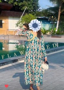 Green Ethnic Print Full Sleeves Kurti