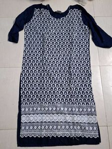 Embroidered Navy Blue Kurta