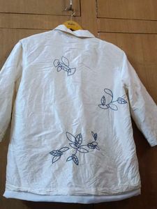 Blue Leaf Embroidered Shirt