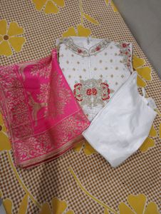 White Pink Gown Suit