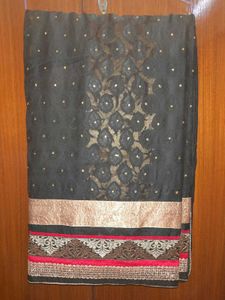 Beautiful Black Georgett &amp; Net Saree