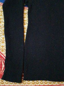 Black Full Sleeves Shimmer Sweater For Women