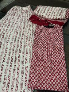 Red N White Kurta Pallzoo Set