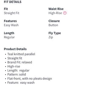 Teal Straight Formal Trouser