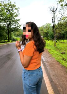 Orange Ribbed Crop Top