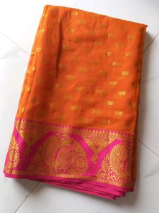 Soft Silk ,Orange And Pink Mix Colur Saree