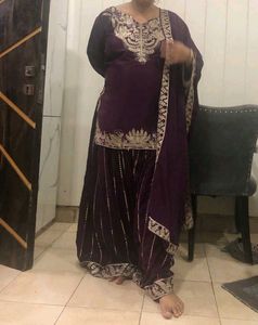 Purple Embroidered Kurta Set