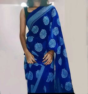 Vibrant Blue Saree 🐋