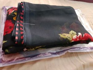 Green Floral Print Saree
