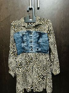 Leopard Print Dress with Denim Detailing | Worn On