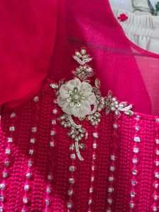 Red Embroidered Kurta Set