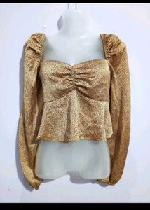 Gold Long Sleeve Crop Top