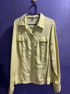 Green Long Sleeve Button-Up Top