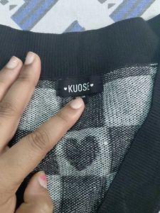 Checkered Black &amp; White Cardigan