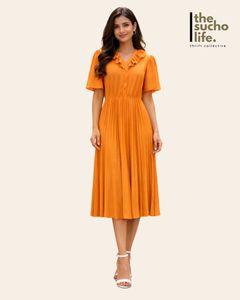 Chic Orange Midi Dress | Women