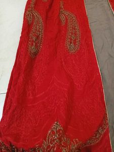 Red and brown combo long kurta/gown