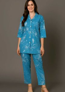 Elegant Blue Floral Co-ord Set