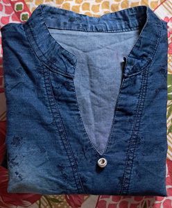 Denim Button-Down Top