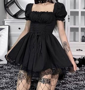 NEWME Gothic Lace Trim Mini Dress