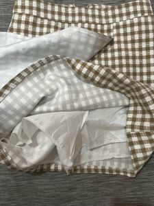 Brown And White Checkered Mini Skirt