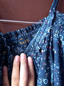 RARE off shoulder navy blue printed top